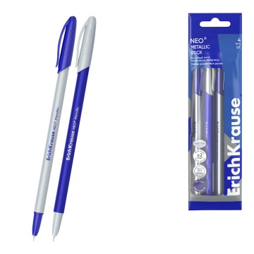 Набор из 4 ручек шариковых ErichKrause Neo Stick Metallic 0.7, Super Glide Technology, цвет чернил