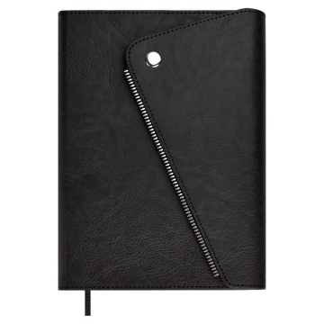 Ежедневник недат. А5 160л., кож.зам., тв.пер. "Шеврет делавэ черный" блинт.тисн. ляссе