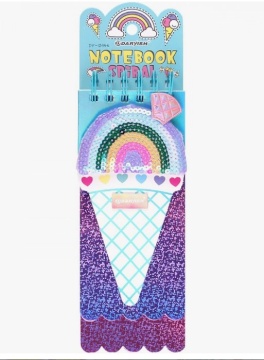 Блокнот детский. Радужное мороженое. С блестками, пайетками. Ригель. 23*9 см.