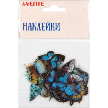 Декор наклейки для творчества "deVENTE. Blue butterflies" от 6x6 см до 2x4 см, ПВХ, ассорти