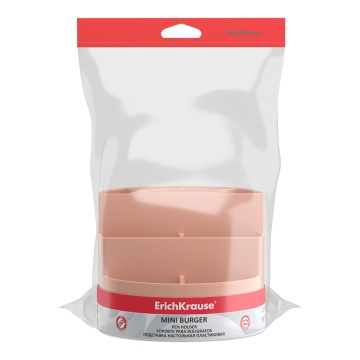 Подставка настольная вращающаяся пластиковая ErichKrause Mini Burger, Powder, персиковая