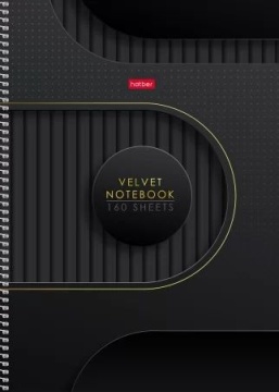 Тетрадь А4 7БЦ 160л кл. гребень Hatber "Velvet style_black" глянц.лам., многоур.перф.