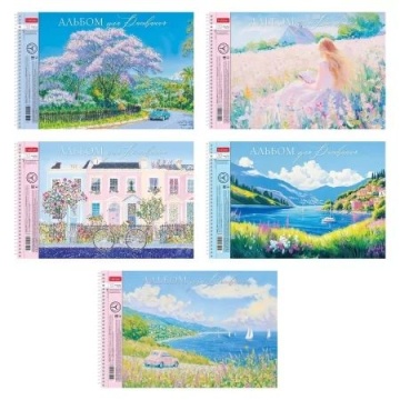 Альбом А4 32л гребень "Нежные моменты" перф.на отрыв, пл. 100 гр/м, 5диз.в блоке