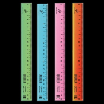 Линейка 25 см пластик. непрозр. пастельная, ассорти