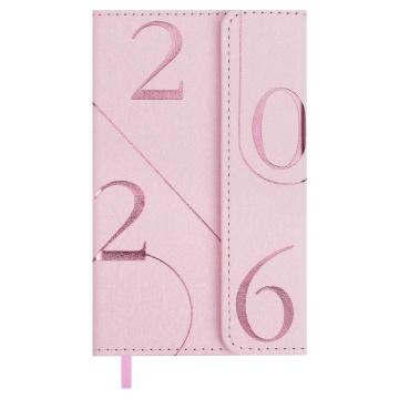 Еженедельник дат. 2026г 95*155мм 64л., кожзам., тв.пер. "Бьянчини розовый" тисн.фольгой, ляссе