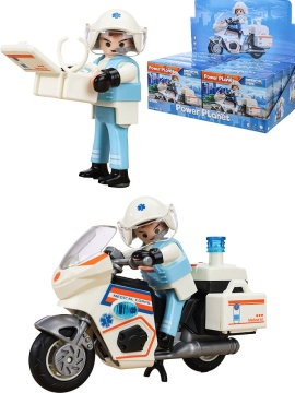 Мотоцикл 12см "Скорая" с фигуркой, свет, 3 бат LR754 в к-те