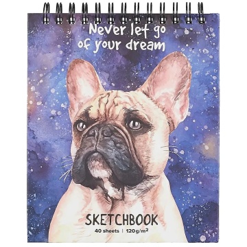 Скетчбук А6  40л., гребень, 120гр/м2, "Бульдог" тв.обложка