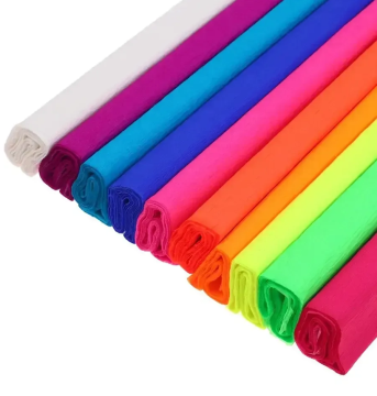 Набор бумаги крепированной 25х200 см, НЕОН, плотность 17 г.м2, коэффициент растяжения 20%, 10 цветов . рулонов, ОПП-упаковка