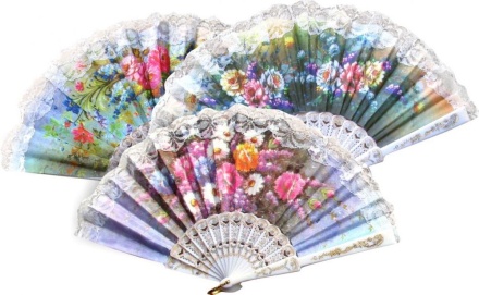 Веер "Цветы" белый