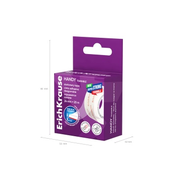 Клейкая лента ErichKrause Handy tearable, повышенной прозрачности, легко оторвать руками, 24ммх20м (