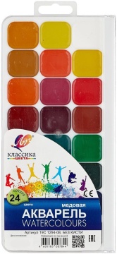 Краски акварельные 24цв. Классика, медовые, п\упак, б\к