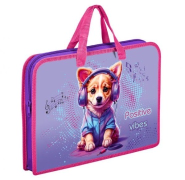 Папка А4 (340*245*40) с ручками, молния, пластик "Disco puppy"