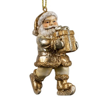 Украшение ErichKrause Decor Санта с подарком золотой 7.5см
