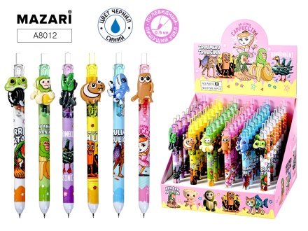 Ручка гелевая автомат. "Итал. мем" синяя, 0,5мм