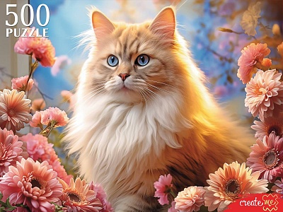 Пазлы 500 элементов 480*340мм. "Кот в хризантемах"