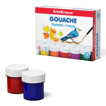Гуашь ErichKrause 12 цветов по 20 мл (в коробке 12 шт)
