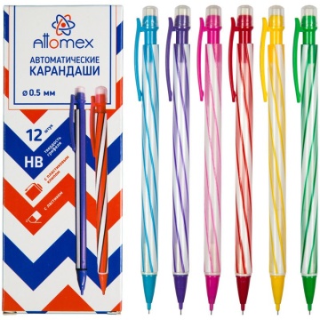 Карандаш механический 0,5мм Attomex НВ, ассорти