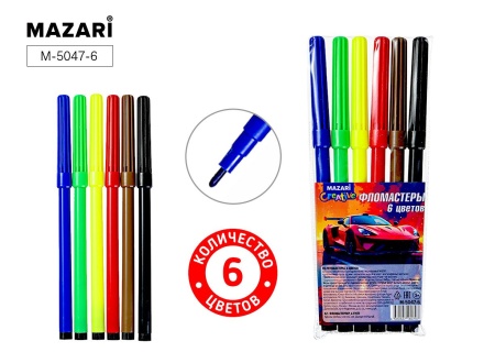 Фломастеры   6цв "Mazari. Машина" вентилир.колпачок