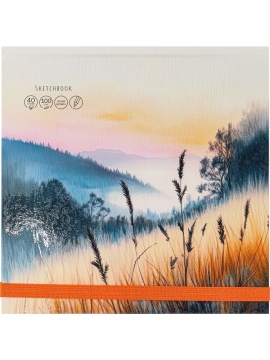 Скетчбук 200*200мм 40л., 7БЦ 100гр/м2 "Пейзажная живопись" мат.лам., резинка