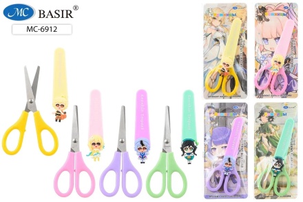 Ножницы детские: "АНИМЕ"; в пластик.чехле, 13,5 см, лезвие 6,5 см. Ассорти