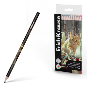 Карандаши цвет. 12цв  Erich Krause Big City Cats, круглые
