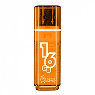 Флеш-драйв  16 GB USB 2.0 Smartbuy Glossy series Orange