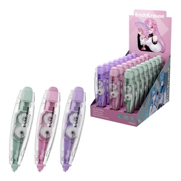 Корректирующая лента ErichKrause Spin Manga, с автоматической фиксацией аппликатора, 5мм х 6м, ассор