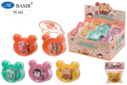 Точилка пласт. с контейнером 2 отв. "Мишка" 5*4,5см