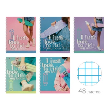 Тетрадь А5 48л кл. гребень Альт "Penny board" глянц.лам. БЕЗ ПОЛЕЙ