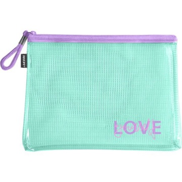 Конверт на молнии 335x242мм ПВХ 320мкм, Pastel, армированный, текст.молния, бирюзовый