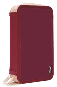 Пенал 2 отд. (190*110*45) молния, ткань "Бордовый-бежевый"