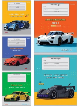 Тетрадь А5 12л лин. Проф-Пресс "Машины в игровом стиле" 5 диз.в спайке