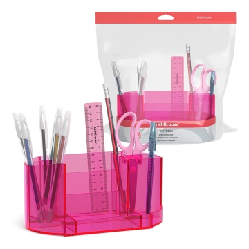 Набор настольный пластиковый ErichKrause Виктория, Блёстки, розовый
