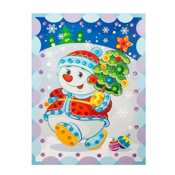 Аппликация из страз 18*25см  "Снеговик" 3+