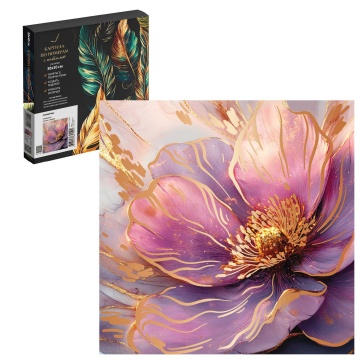 Картина по номерам на холсте с поталью 30*40см "Розовый мак"