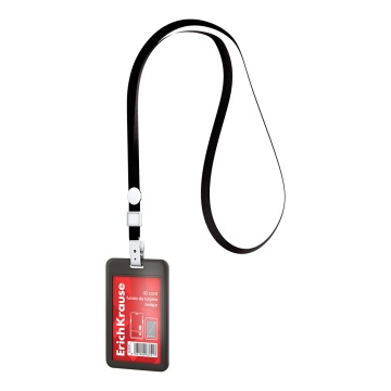 Бейдж вертикальный в комплекте с лентой  ErichKrause слайдер, твердый пластик ABC , размер вставки 5