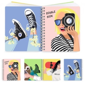 Тетрадь "Double book" 100 л. арт. 61534 ЮНОСТЬ .А5, вн.блок - клетка.линия, белый офсет, облож.- полипропилен, гребень, двойная тетрадь с 4-мя обложками.