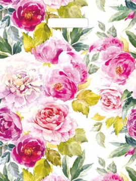 Пакет 40*31см (30мк) с вырубной ручкой "Акварельные пионы" ПВД