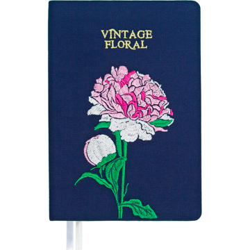 Ежедневник недат. А5 deVENTE Vintage Floral 320стр., пион, тв.обл.,ткань, цв.вышивка, ляссе