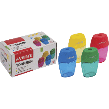 Точилка пластиковая с контейнером цвет ассорти
