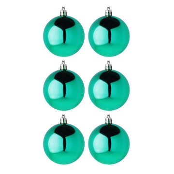 Набор елочных шаров 6 см, 6 шт., бирюза, пластик