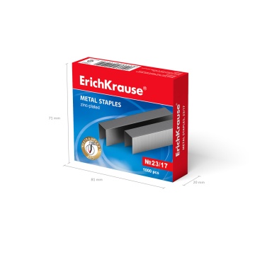 Скобы 23/17 для мощных степлеров ErichKrause (коробка 1000 шт.)