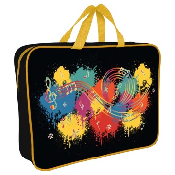 Папка А4 (360*270*80) с ручками, молния, ткань "Мир музыки "