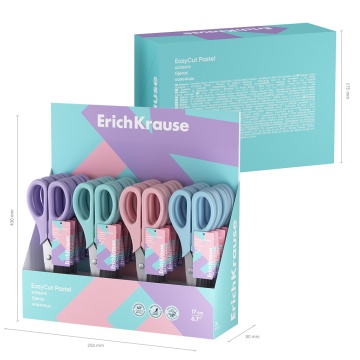 Ножницы EKr "EasyCut Pastel" 17 см, ассорти
