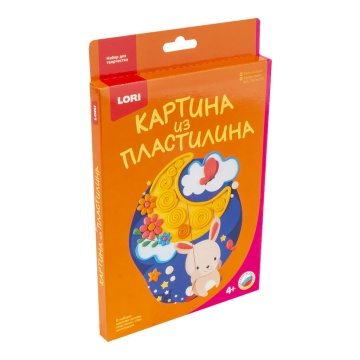 Картина из пластилина "Зайка на луне"