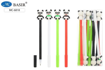 Ручка шариковая "ПАНДА"; .ассорти., съёмный прорезиненный