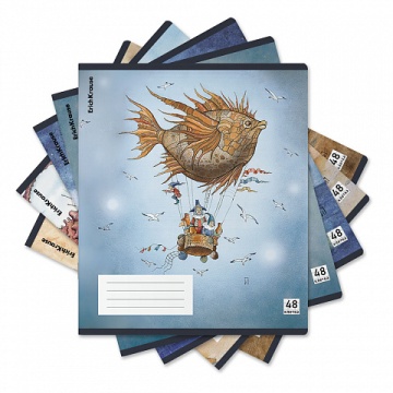 Тетрадь 48л клетка пластик "Волшебное путешествие" ассорти (5диз) 60г.м2