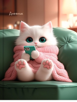 Дневник универсальн. обл. 7БЦ "Уютный котик" глянц.лам., 40л. + (наклейки)