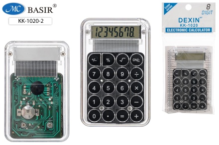 Калькулятор детский. 8-разрядный, на батарейке. 85*55*8 mm. Прозр. чёрный цвет