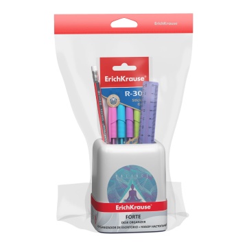 Набор настольный пластиковый ErichKrause Forte, Meditation, белый с фиолетовой вставкой